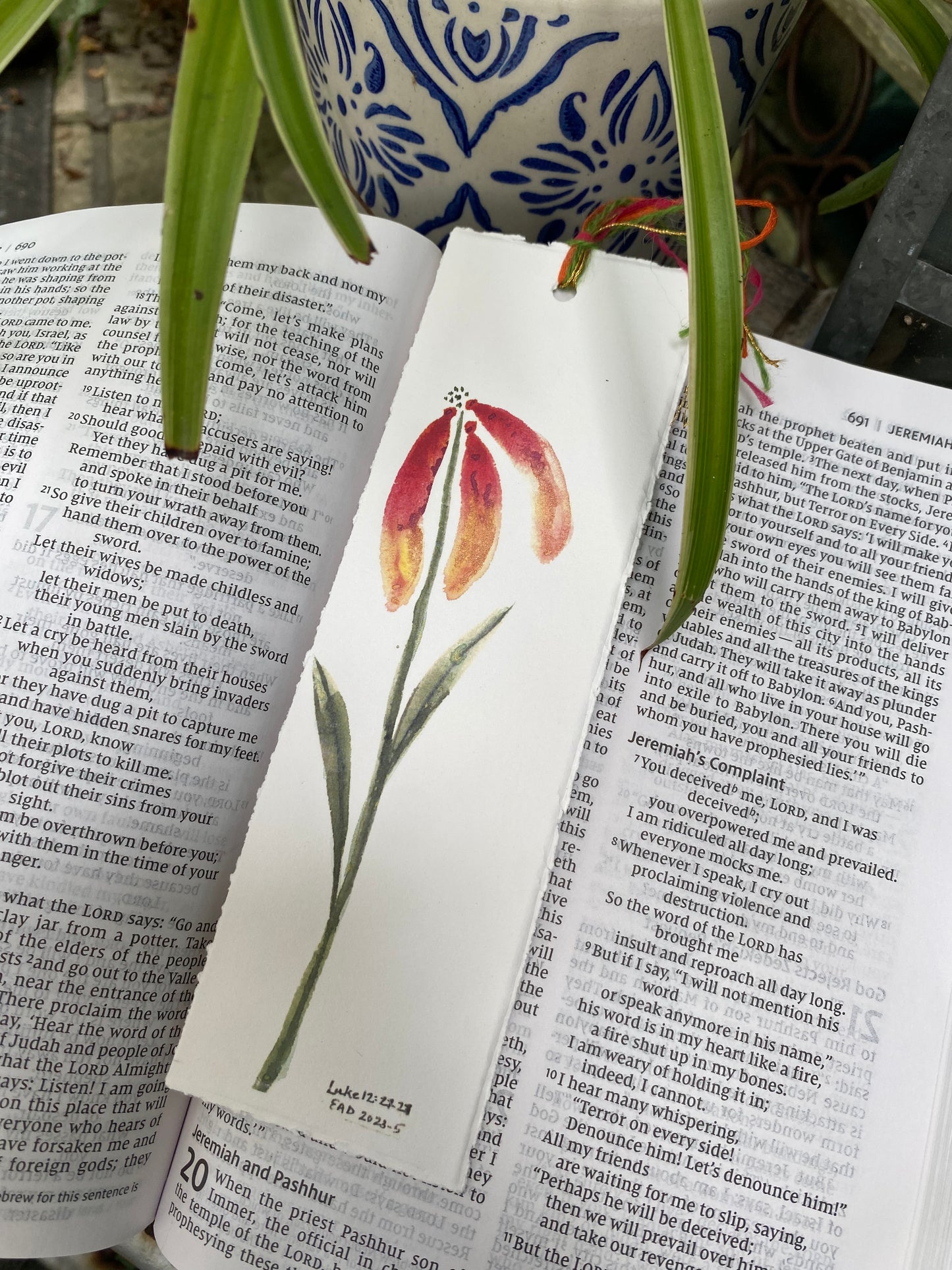 Red/Gold Wildflower Abstract Bookmark -Artist Enhanced