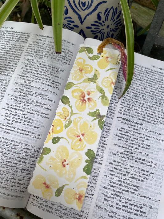 Yellow Pansies Bookmark-Artist Enhanced